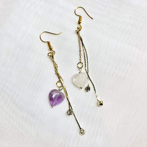 ピアス（ハート・天然石入り）