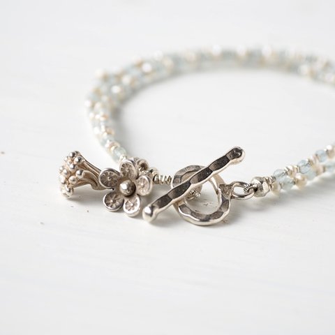 -Pearl・Aquamaline- double bracelet