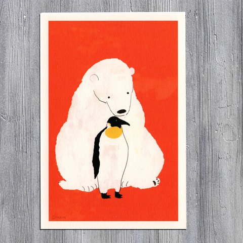 シロクマとペンギン　(ポストカード2枚セット)037
