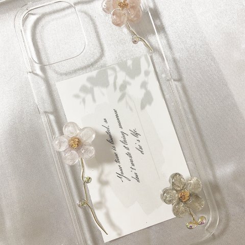 【iPhone12/12pro】ぷっくりお花スマホケース♡