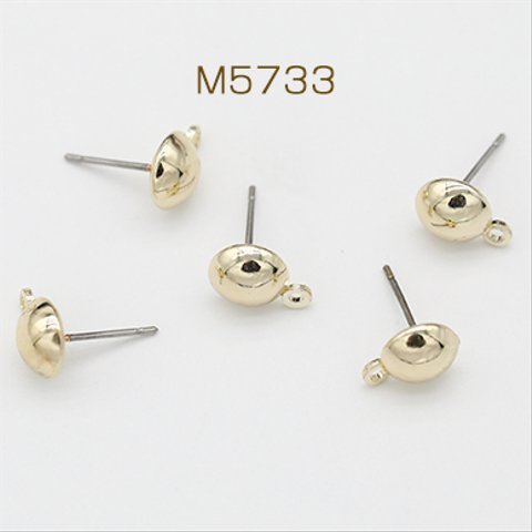 M5733  12個  デザインポストピアス 半球型 8mm カン付き ゴールド 3×【4ヶ】