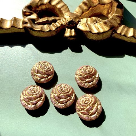 【1コずつ販売】JIRI＊IVANA#czech beads#チェコビーズ　rose pink/ bronze