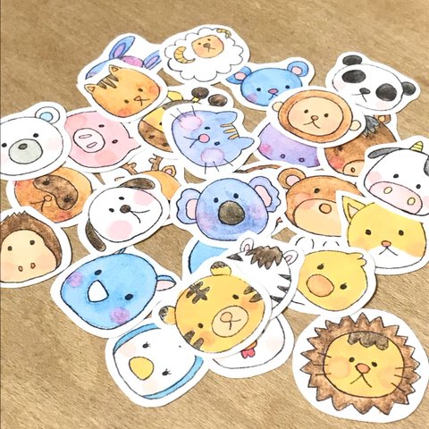 動物♡手描き フレークシール   