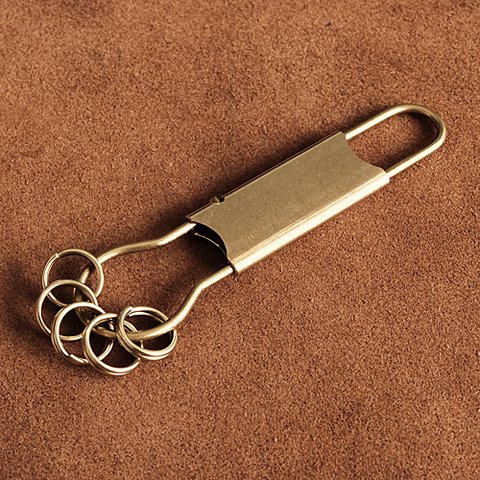 真鍮 スライド キーホルダー（二重リング仕様）ビンテージ アメカジ キーリング ゴールド ブラス フック ベルトループ キーチェーン 金具