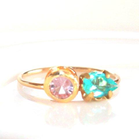 - song of summer - Pink Spinel & Paraiba Tourmaline Ring