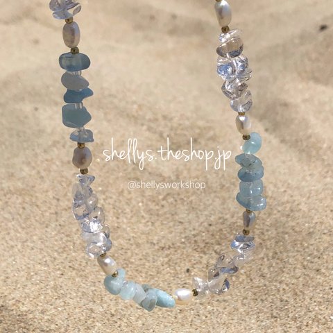 天然石 & 淡水パール の チョーカー ネックレス natural stone choker