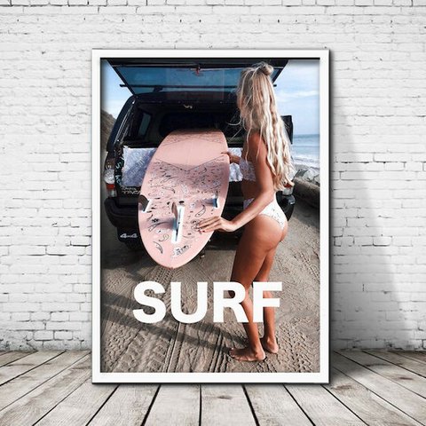 アートポスター407 サーフィン SURF☆ 額縁付き インテリアポスター