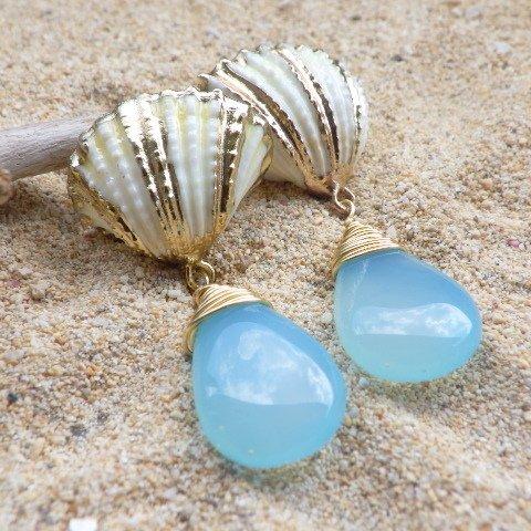 Mermaid Shell Earrings *カルセドニー*⭐︎受注製作⭐︎