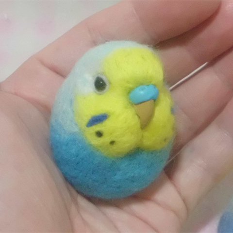 マグネット/ブローチ どちらか選択　セキセイインコ　スカイブル－レインボー　羊毛フェルト  受注作成