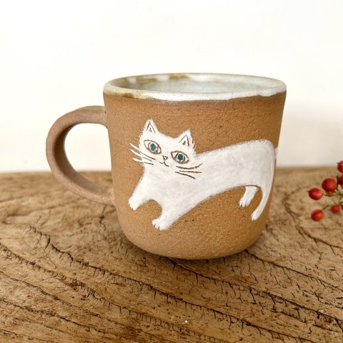 猫のマグカップ　コーヒーカップ　クリスマスツリー