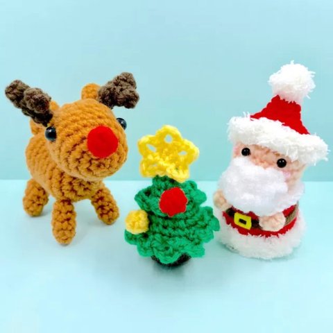 クリスマス飾り☆サンタさんとトナカイとツリーの仲良しセット