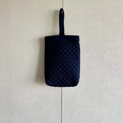 【Inner shoes bag】ネイビーカラーのキルティング生地で作った上履き袋・上履き入れ