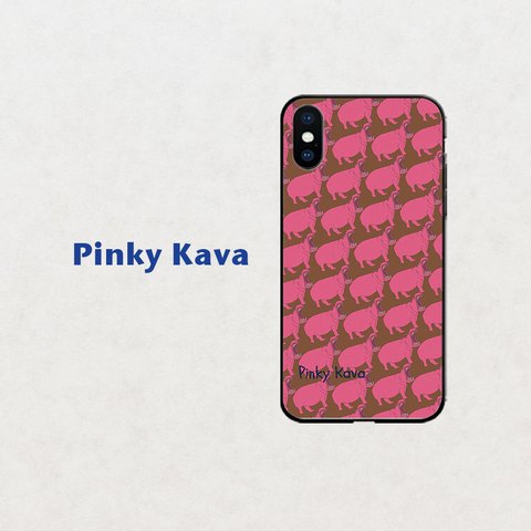 【Pinky Kava】カバ千鳥　ブラウン  スマホケース　iphone android ほぼ全機種対応