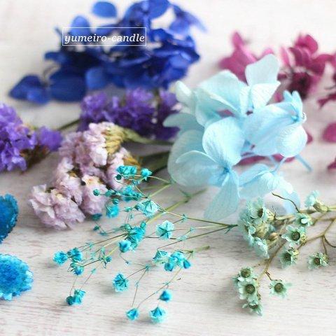 青と紫の花材　（ハーバリウム・ボタニカルキャンドル用素材）