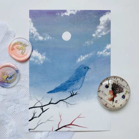 幸せの青い鳥【絵本みたいなポストカード】