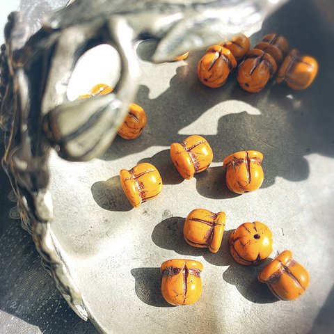 【4コセット】JIRI＊IVANA #czech beads#チェコビーズ　bell11㎜ bitter orange🍊/copper