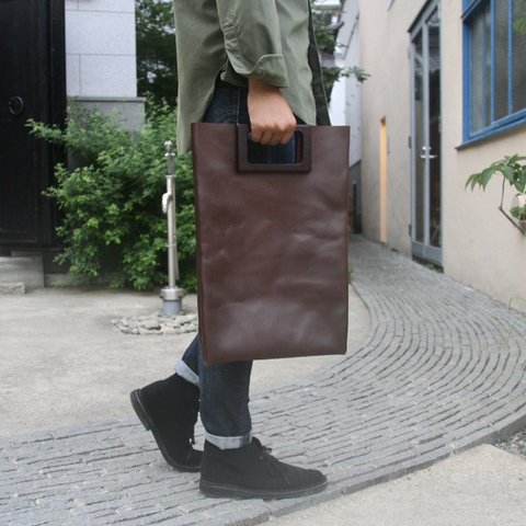 ［国産牛革]レザーバッグ NLWG（ダークブラウン）SToLY Leather Bag/ストーリー