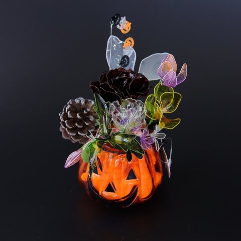 🎃  ﾟ･*:.｡. ハロウィン かぼちゃ  .｡.:*･ﾟ  ディップアート 鉢植え 寄せ植え フラワー 飾り 置物