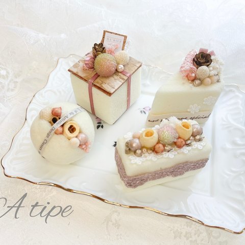 【送料無料】手作りキット販売♡プリザーブドフラワーで作るプチケーキセット♡フェイクケーキ、インテリアケーキ