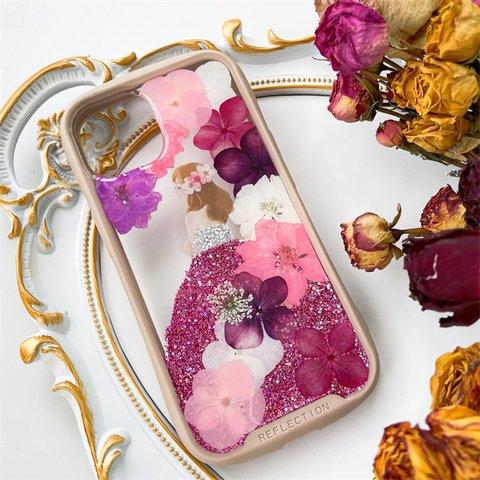 紫陽花iFace風押し花スマホケース*全機種対応*手帳型*iPhone15*iPhone15Pro iPhone15plus iPhone14 iPhone14Pro iPhone14plus