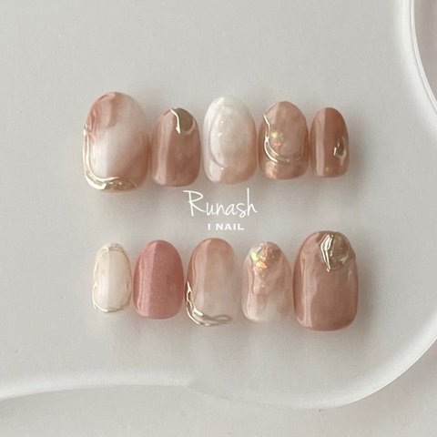 【春ネイル】くすみ pink brown nuance ネイルチップ