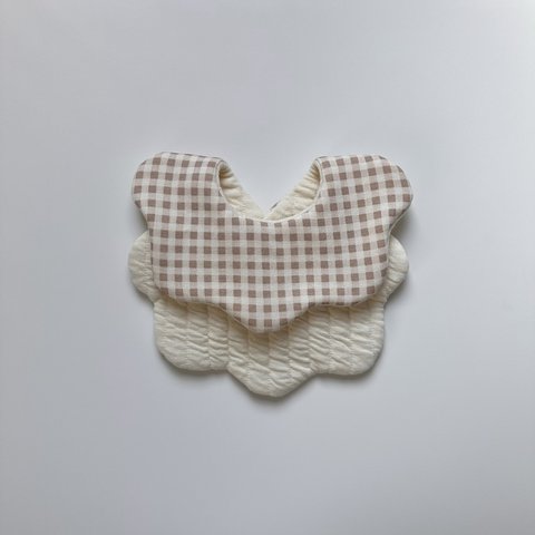 【即納】gingham nubi bib［pink beige］