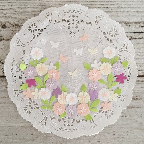 ［再販…］デコレーション素材 Flower  ピンク&パープル  