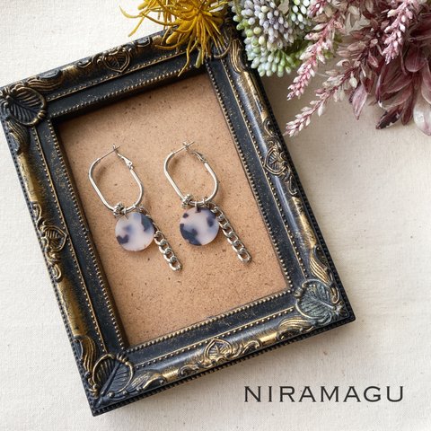 シルバーオーバルフープピアス