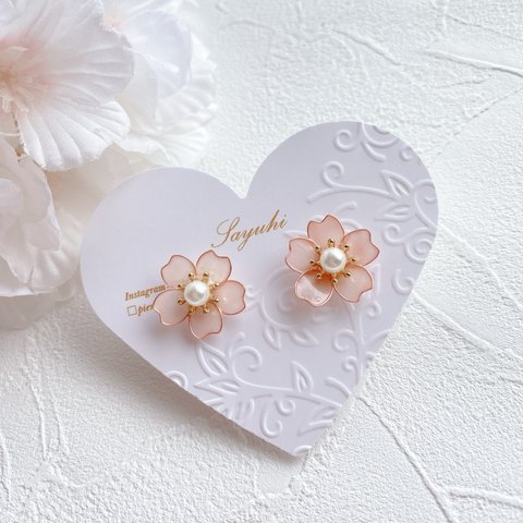 ꫛꫀꪝ✧‧˚〜🌸sakura🌸ホワイト〜ピアス／イヤリング