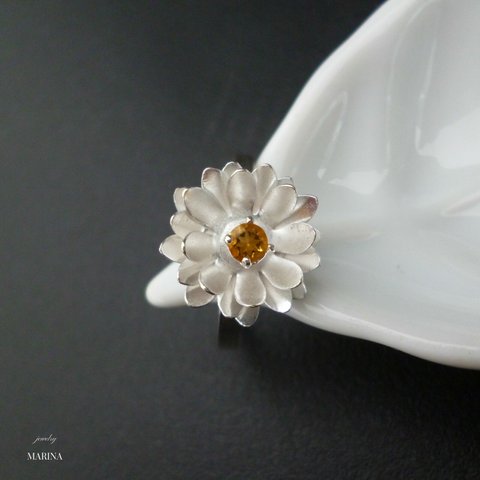 {シトリン} Lotus 蓮の花のリング silver