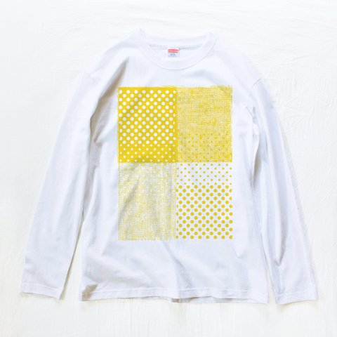 ドットでチェック_yellow　パターン（長袖Tシャツ）