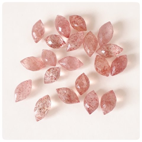 ∴天然石ビーズ∵  宝石質アフリカンストロベリークォーツ(完熟苺)  マーキスライスブリオレットカット  1個