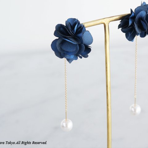 【14KGF】Ear Thread Earring,Flower Pearl