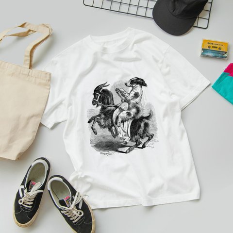 ＜SUZURIにて販売中です！＞『ヤギに乗ったいぬ』スタンダードTシャツ（販売価格 2,882円・送料別）