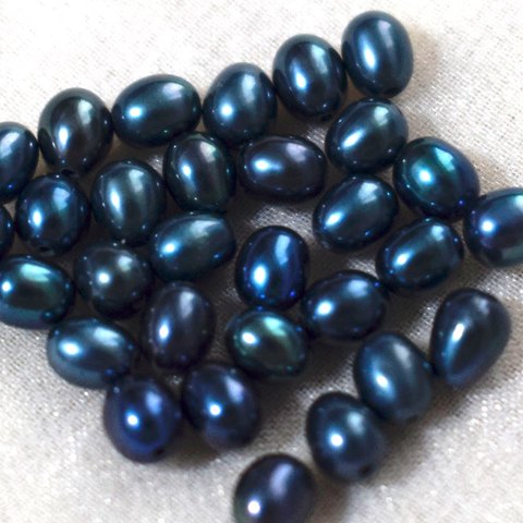 淡水パール 真珠 極小 小粒 オメガブルー系 ライス 青 10粒 4.5~5mm*4mm パーツ ルース 素材 ビーズ