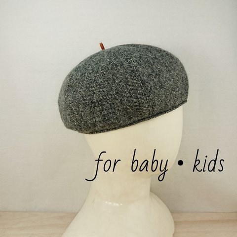 ＊baby・kids＊Tweed beret    black×white