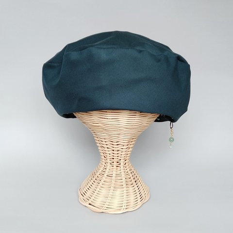 グリーンコットンベレー帽　チャームが付けられる　帽子　日差し　紫外線対策