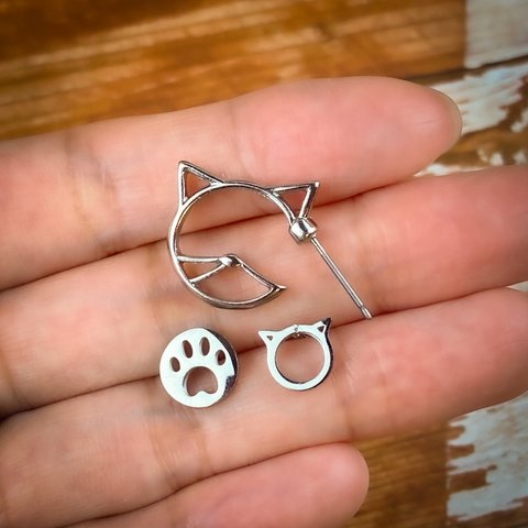 【3点セット】愛猫家のためのネコピアス