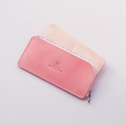 🌈虹色ファスナー 🌈　～春を感じるピンク色～　スマートなお財布　～ROUTE83～