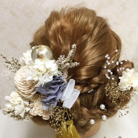       ★♯4　結婚式  成人式 ウェディング 和装 プリザーブドフラワー ドライフラワー 髪飾り ヘッドドレス ヘアドレス