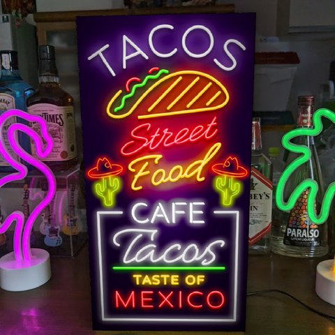 【Lサイズ】メキシコ メキシカン メキシコ料理 タコス ビール カフェ 店舗 キッチンカー 屋台 イベント テーブル カウンター サイン ランブ 看板 置物 雑貨 ライトBOX 電飾看板 電光看板