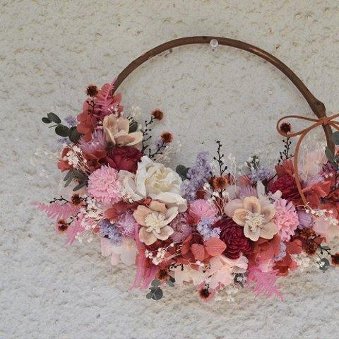 【母の日2024】花かごバスケットwreath＊ソラフラワー