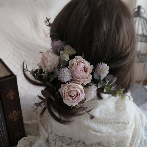 Antique Flowers Headdress - Roses & Dried leaves