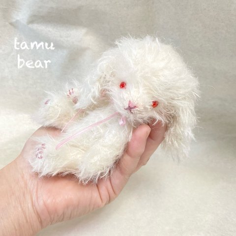 アルビノうさぎのロップちゃん ハンドメイド ぬいぐるみ テディベア Tamubear