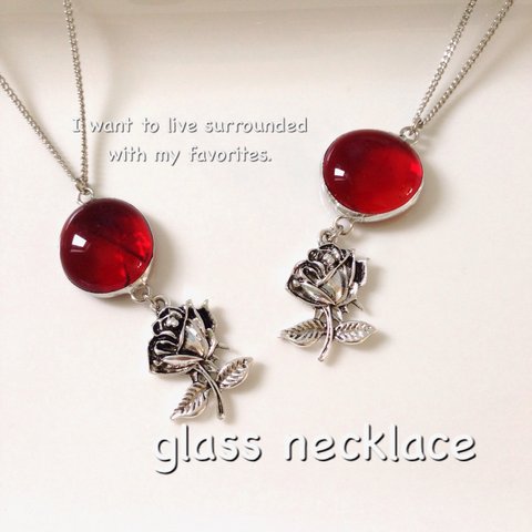 ガラスの雫☆薔薇のnecklace