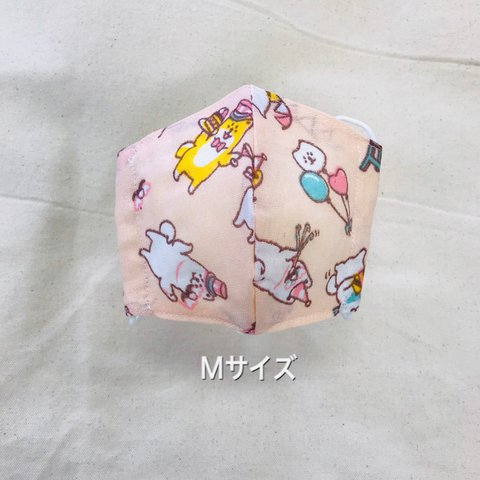 子ども/幼児マスク ⭐︎くまとパーティMサイズ⭐︎  ハンドメイド　立体　ガーゼマスク