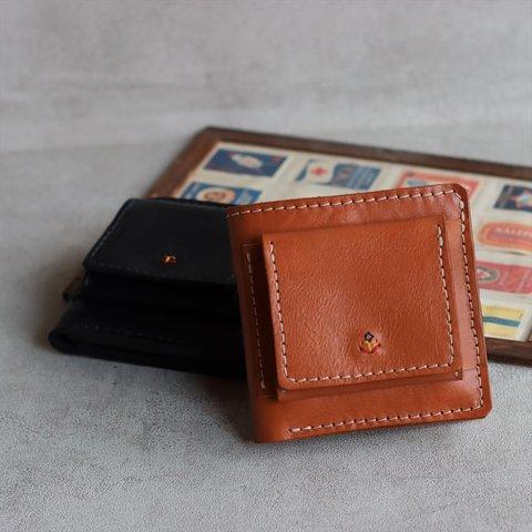 /🚙送料無料/　紙幣もカードも分けられる二つ折り財布　BOX型小銭入で多収納❗　●糸色変更無料　●名入れ対応　g-54