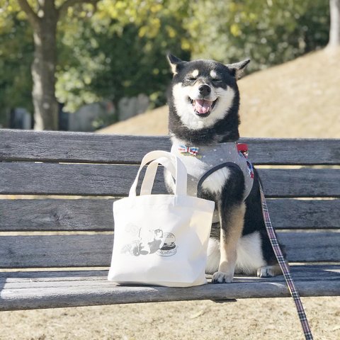 柴犬柄のランチトートバッグ/お散歩バッグ