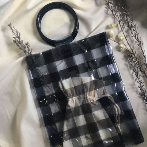 クリアバッグ＊Gingham＊BLK