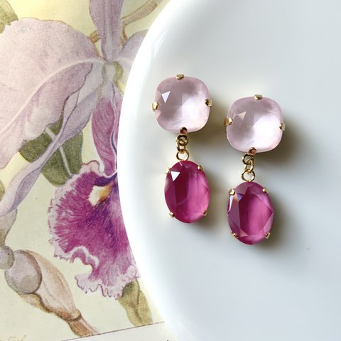 Candy stone“peony” pierce/ earring